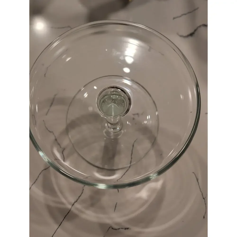 Vintage Clear Glass Cupcake Stand Cloche Dome Gold Filigree Pedestal Server